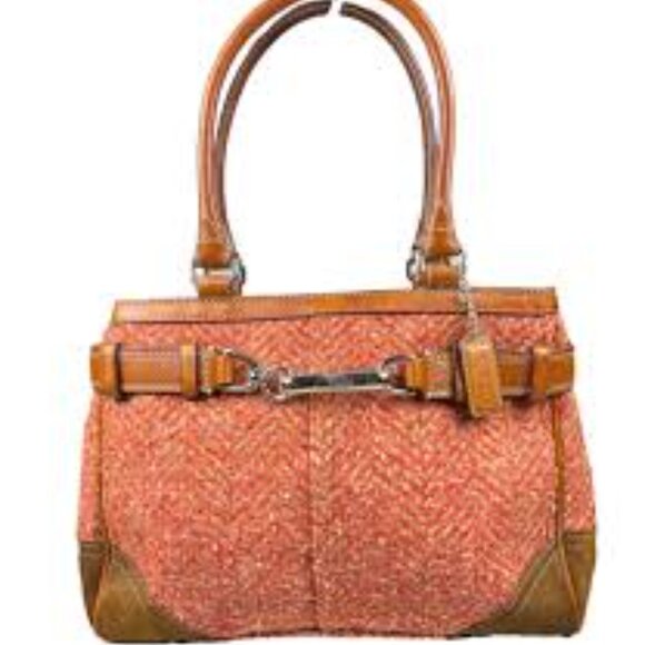 Coach w/COA Hampton Herringbone Carryall Tweed - Picture 1 of 16